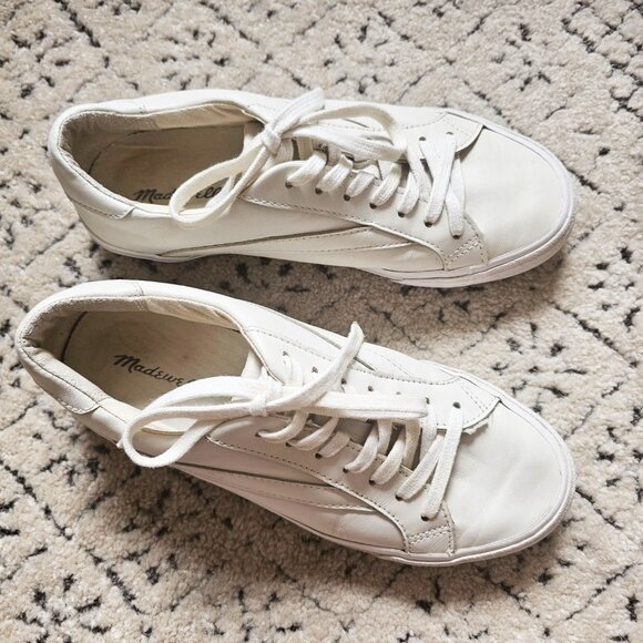 MADEWELL Sidewalk Lowtop White Leather Sneakers, Size 8 - Picture 3 of 7